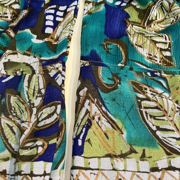 CM Shapes Womans Floral Jumpsuit Size 0X Rayon Hawaiian Sleeveless Blue Green - Picture 4 of 9